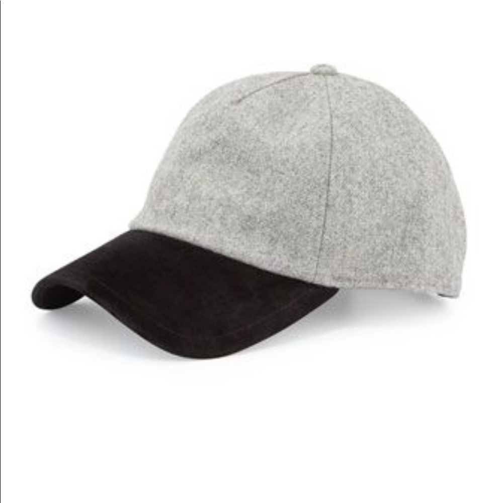 RAG & BONE Marilyn Suede & Wool Baseball Grey Cap